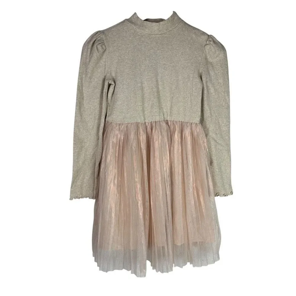 Gap Girls Medium Cream Pink Shimmer Tulle Dress